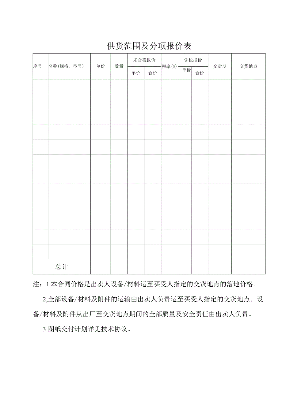 供货范围及分项报价表 41(2023年).docx_第1页