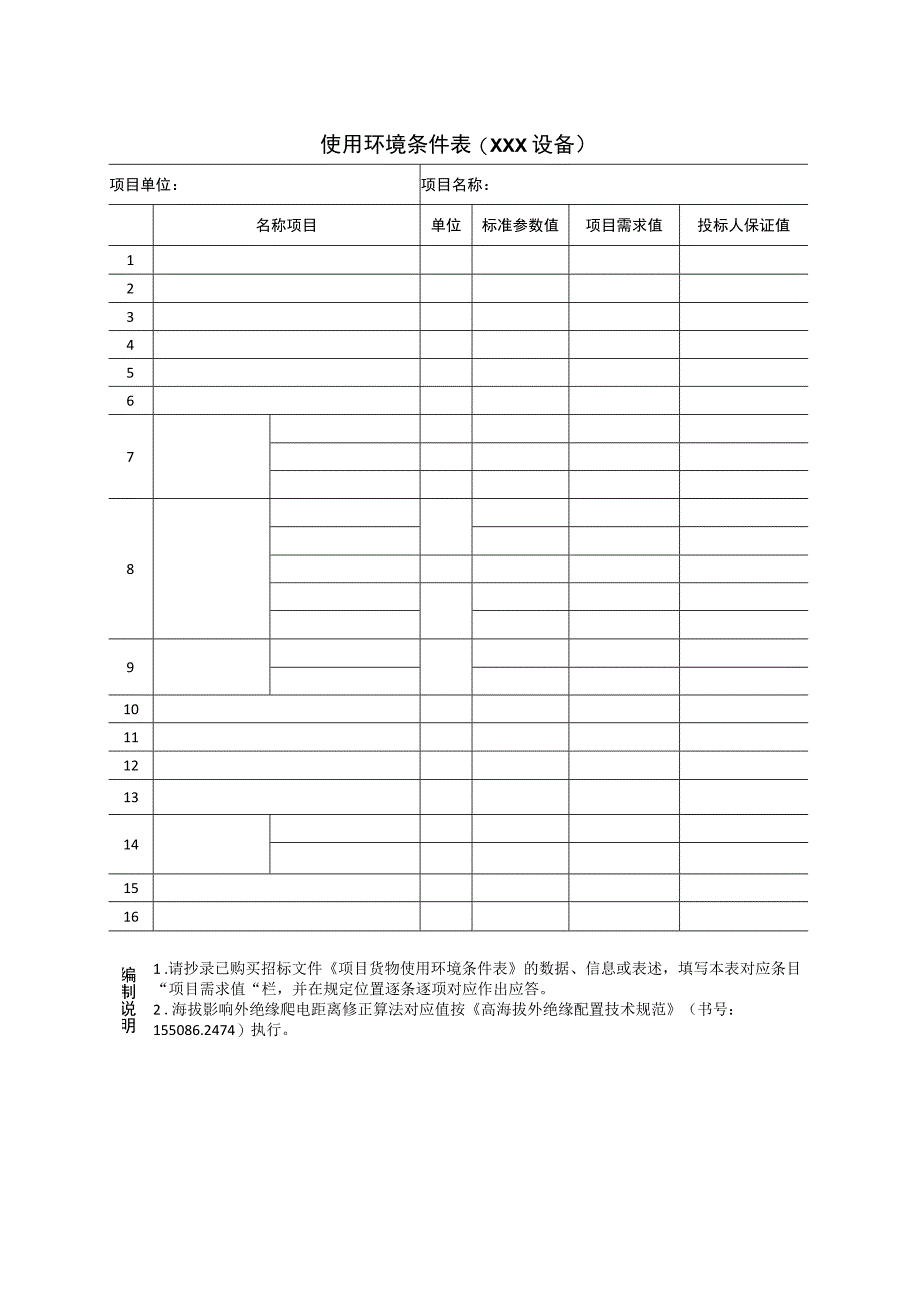 使用环境条件表(XXX设备）41(2023年).docx_第1页