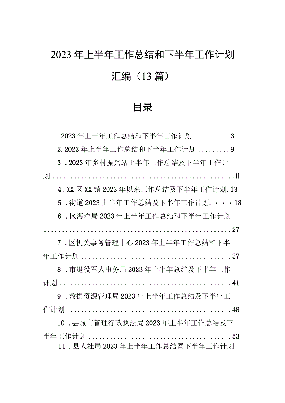 2023年上半年工作总结和下半年工作计划汇编（13篇）.docx_第1页