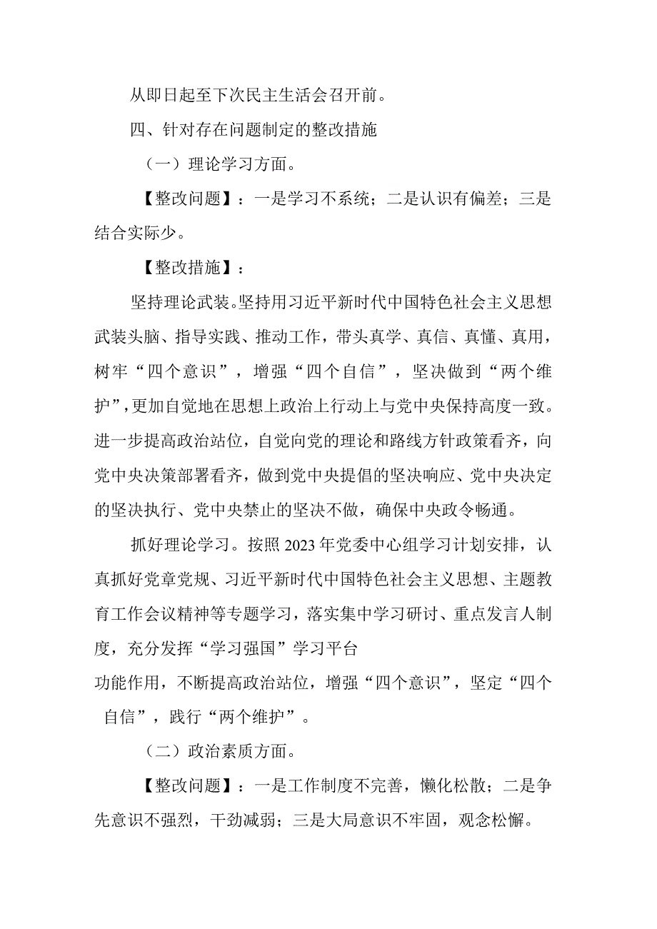 2023年专题党委民主生活会整改方案(二篇).docx_第3页