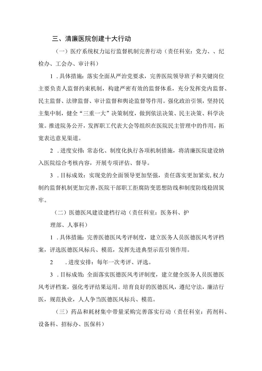 2023医院清廉医院创建行动工作方案最新精选版【12篇】.docx_第2页