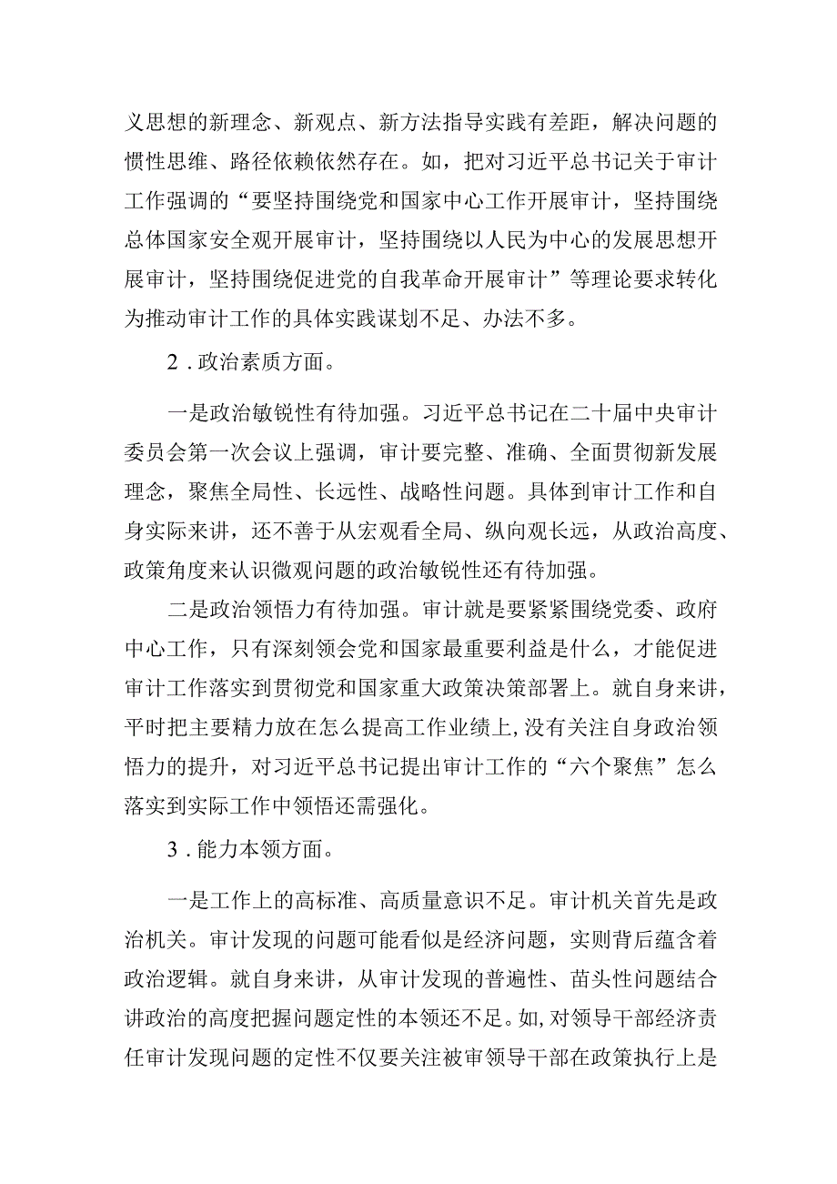 2023年审计局党组书记主题.教育民主生活会材料.docx_第2页