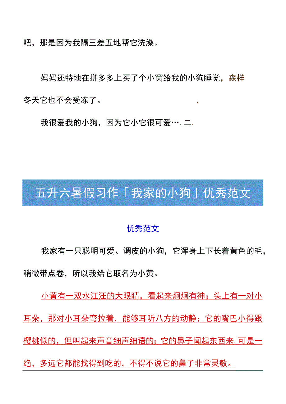 五升六暑假习作「我家的小狗」优秀范文(1).docx_第2页