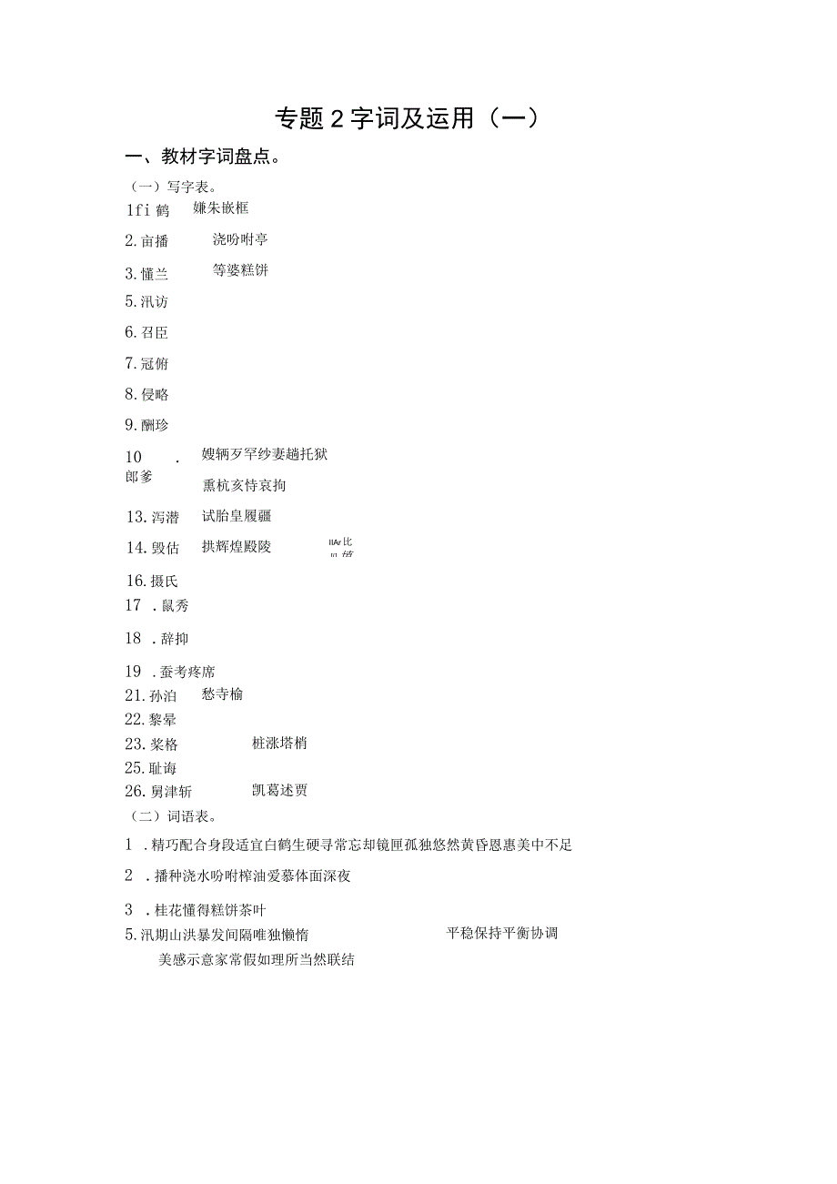 人教版专题2 字词（一）（知识盘点+试题）-五年级上册期末复习.docx_第1页