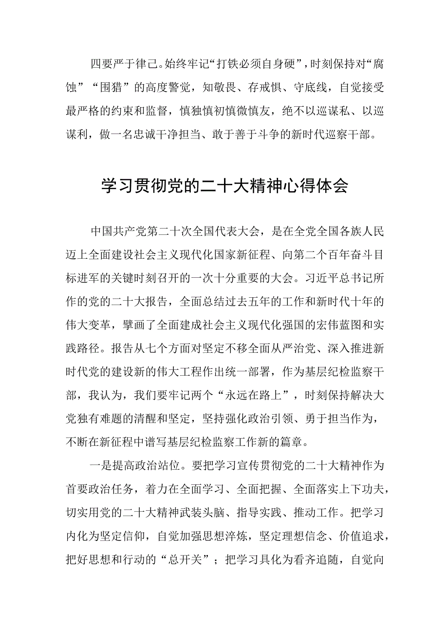 乡镇纪检干部学习贯彻党的二十大精神心得感悟(十五篇).docx_第3页