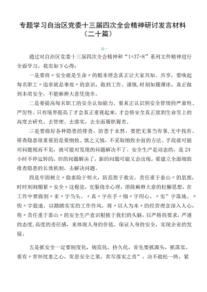 专题学习自治区党委十三届四次全会精神研讨发言材料（二十篇）.docx