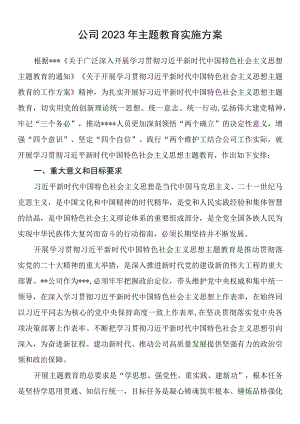 公司2023年第二批主题教育实施方案.docx