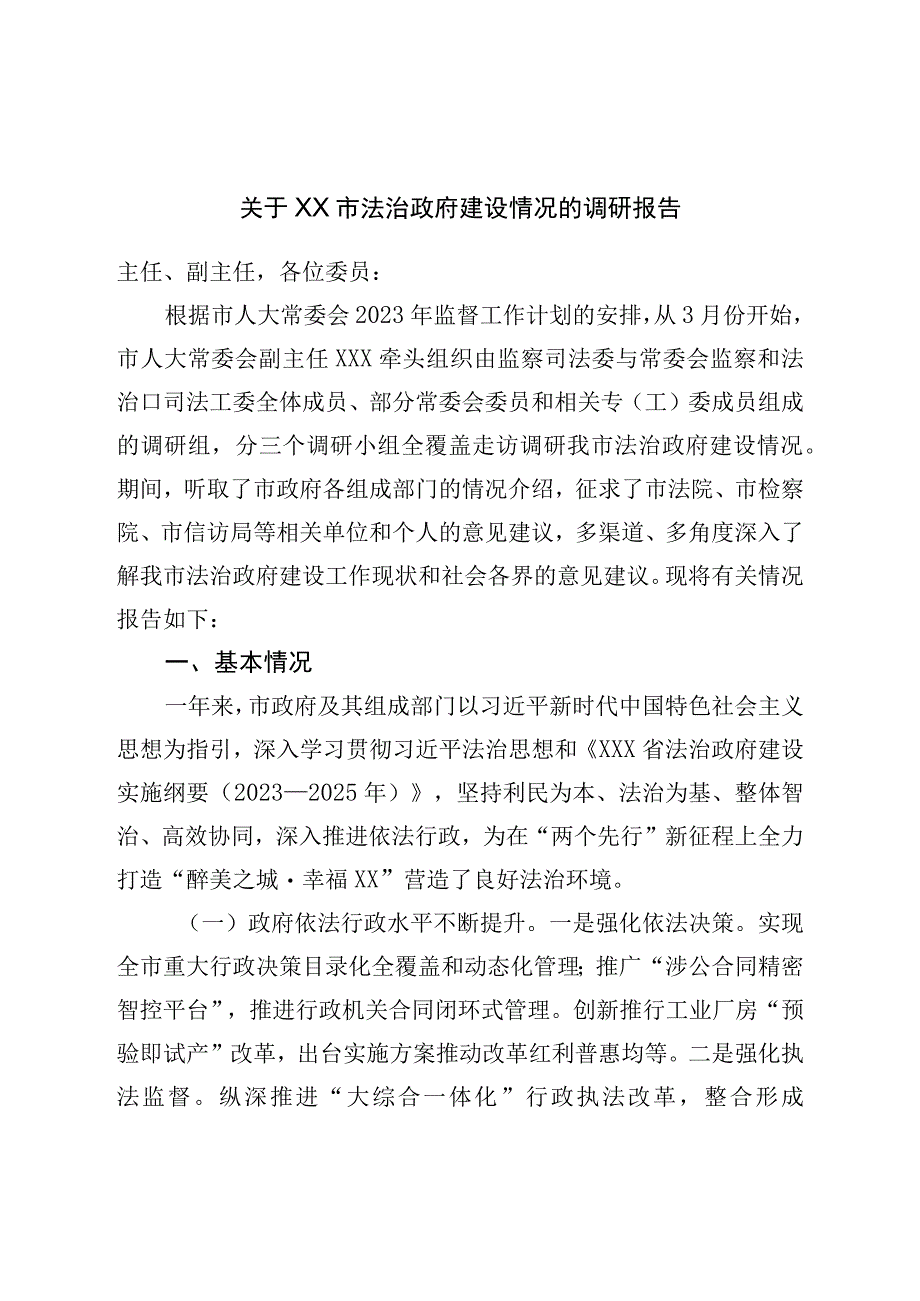 关于市法治政府建设情况的调研报告.docx_第1页