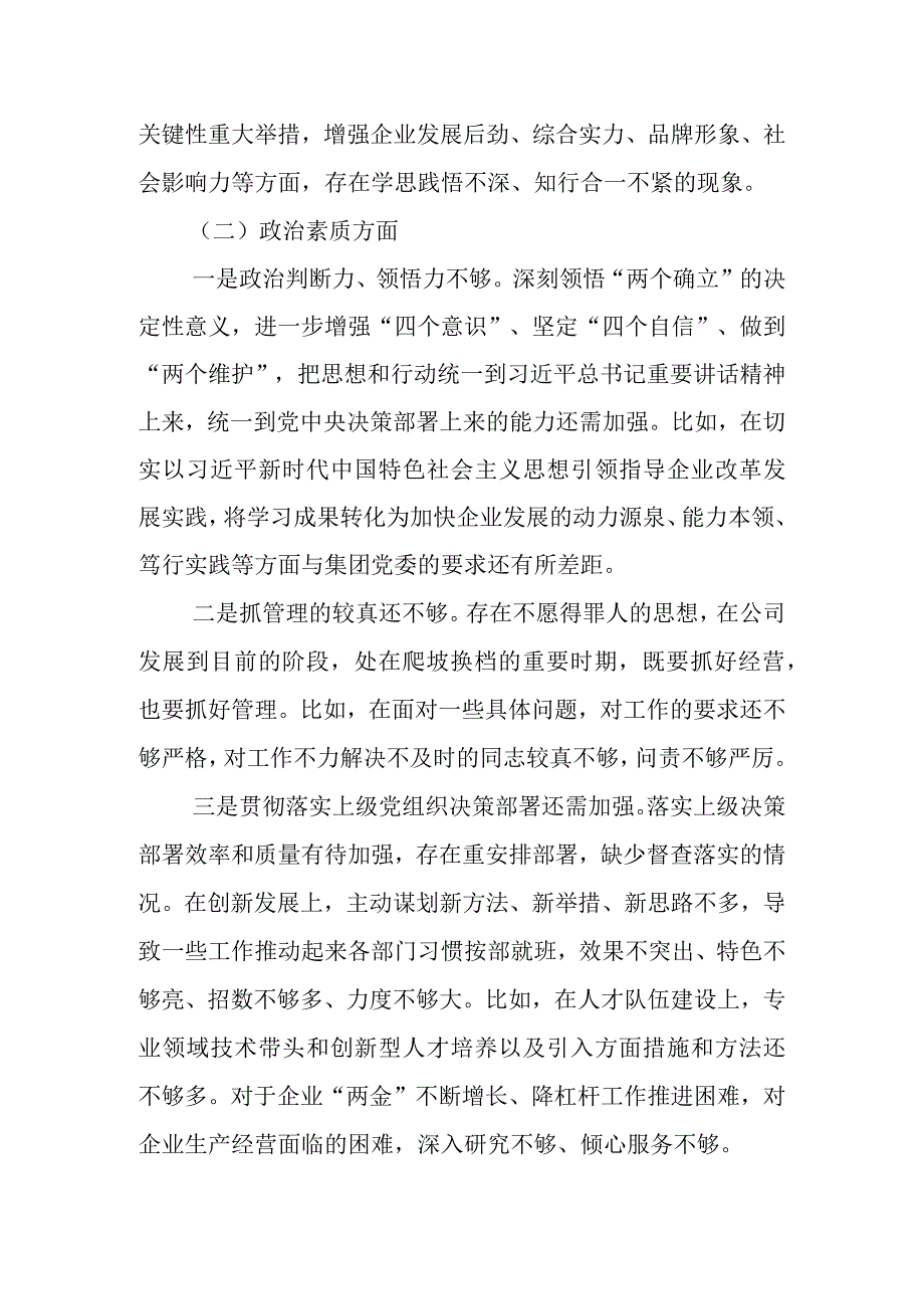 国企总经理在主题教育专题组织生活会个人发言提纲.docx_第2页