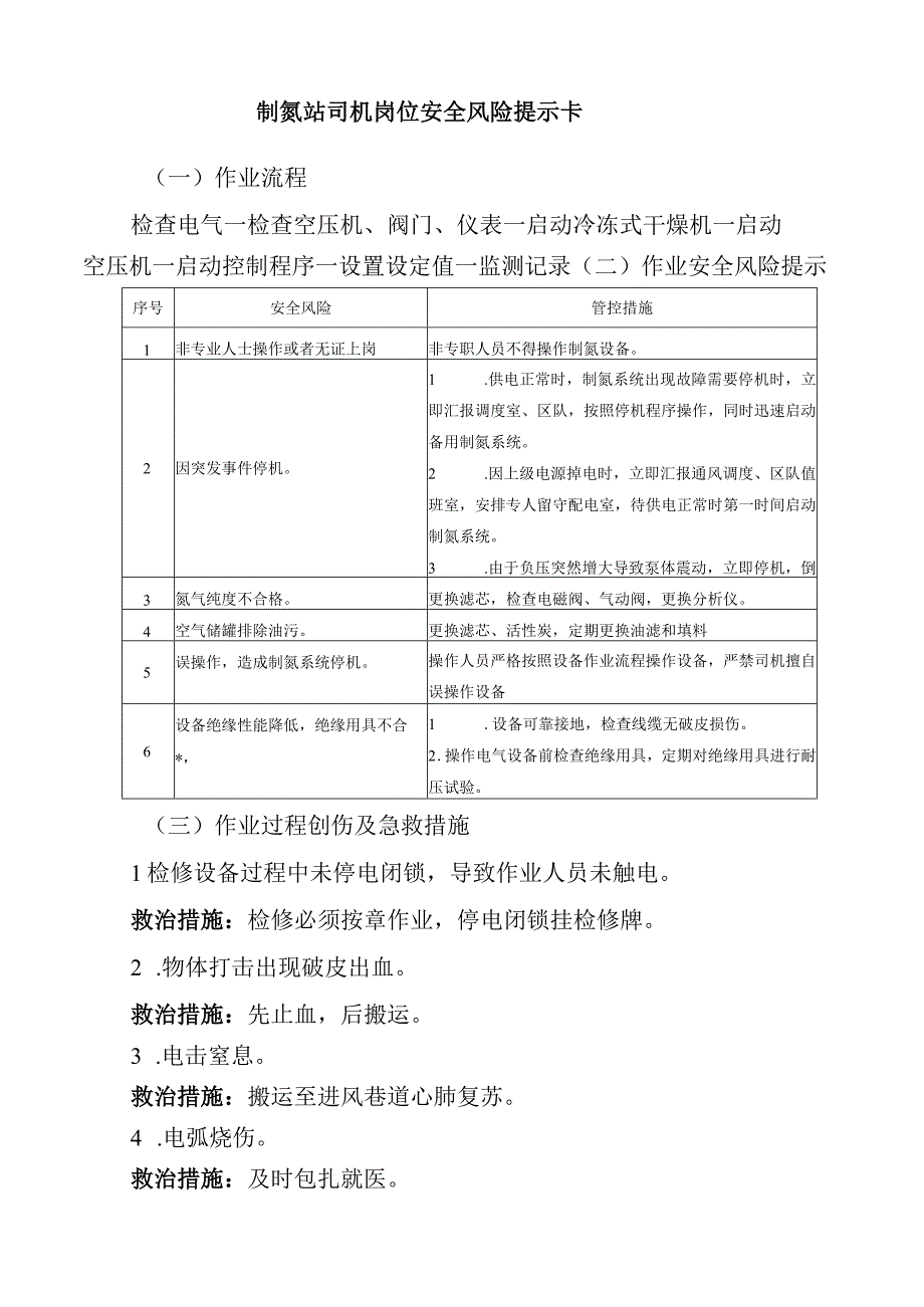 制氮站司机岗位安全风险提示卡.docx_第1页