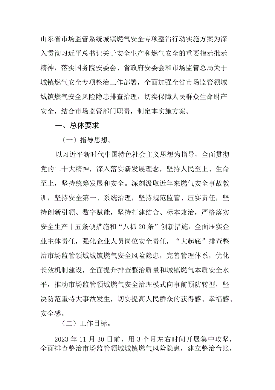 山东省市场监管系统城镇燃气安全专项整治行动实施方案.docx_第1页