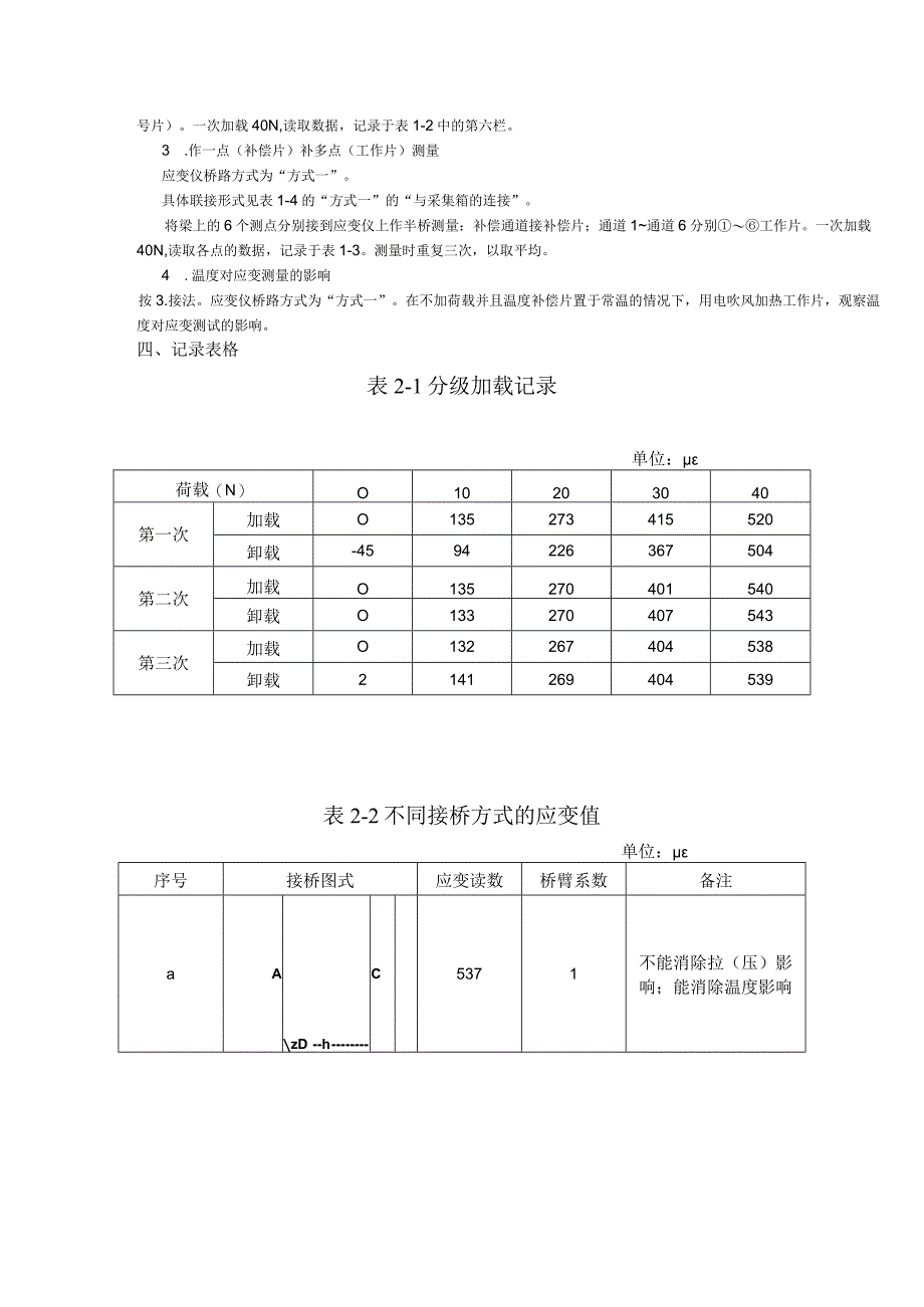 实验一接桥方式和静态电阻应变仪的使用.docx_第3页