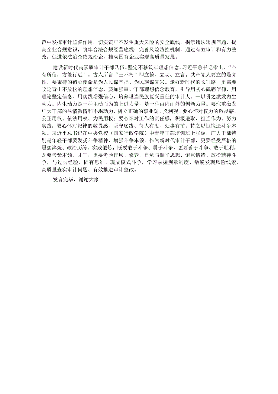 在国有企业审计工作专题研讨交流会上的发言材料.docx_第2页