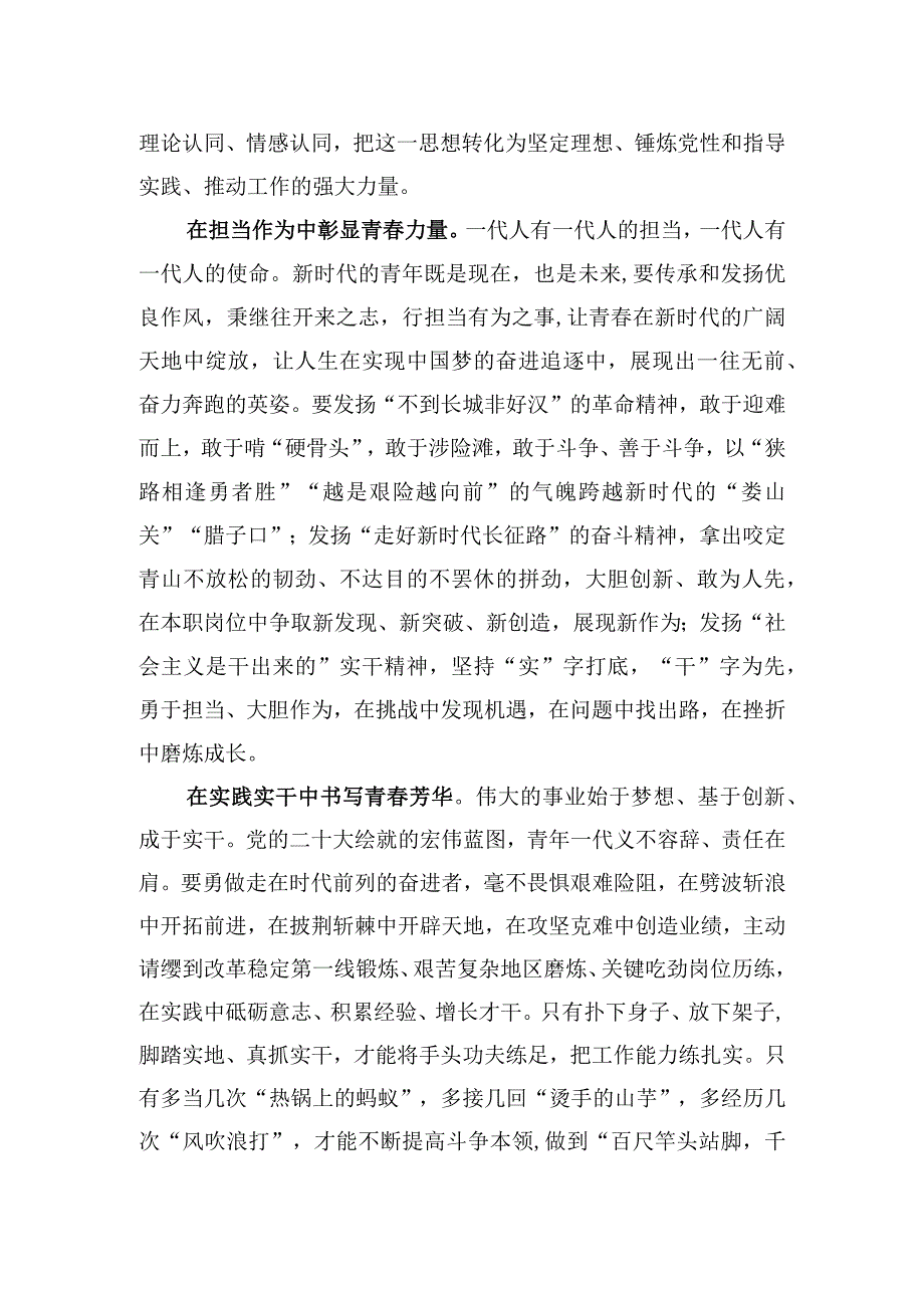 在青年干部座谈会上的发言材料：青春奋进正当时+筑梦不负新时代.docx_第2页