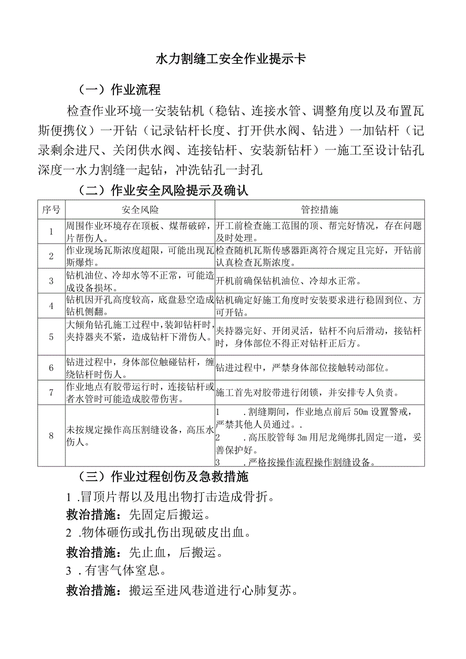 水力割缝工安全作业提示卡.docx_第1页