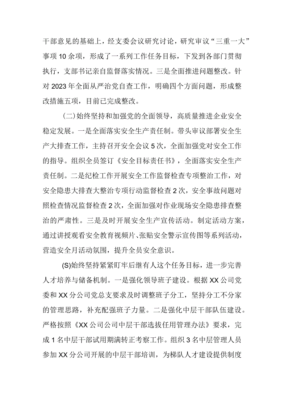 某国企党支部2023年落实全面从严治党（党建）责任年中自查报告.docx_第2页