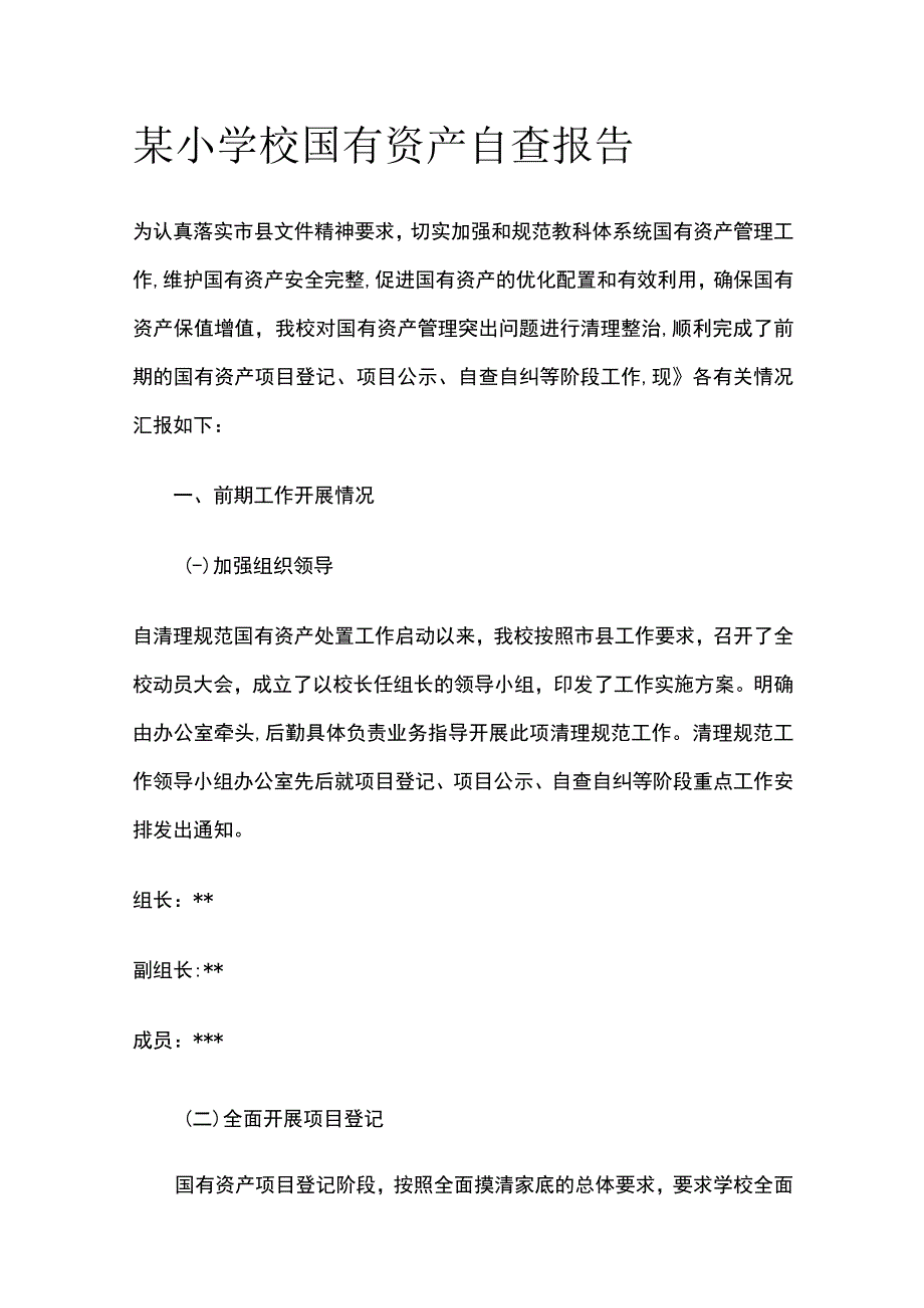 某小学校国有资产自查报告.docx_第1页