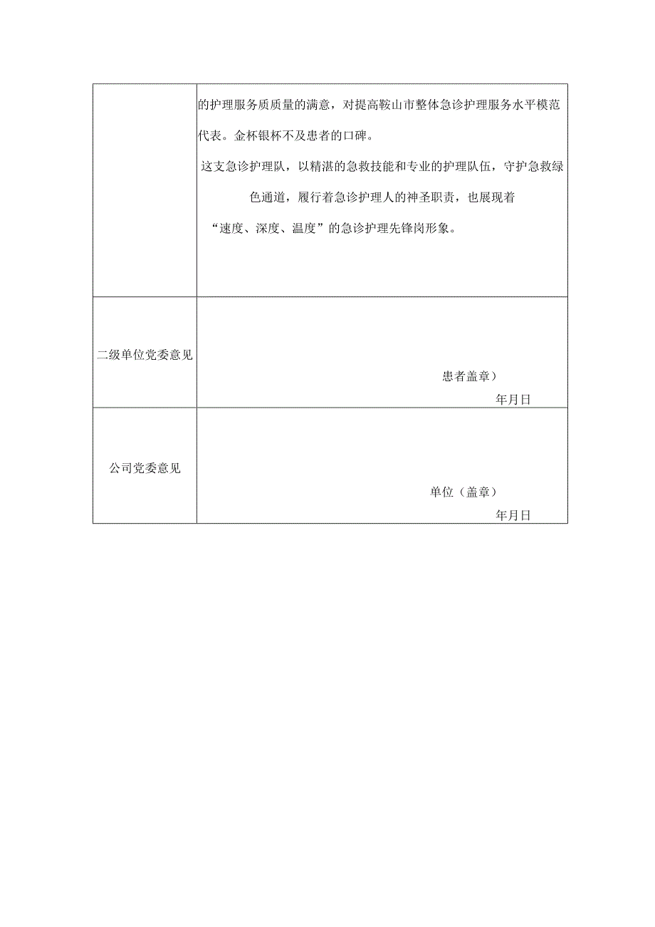 三甲医院优秀党员先锋岗推荐审批表.docx_第2页