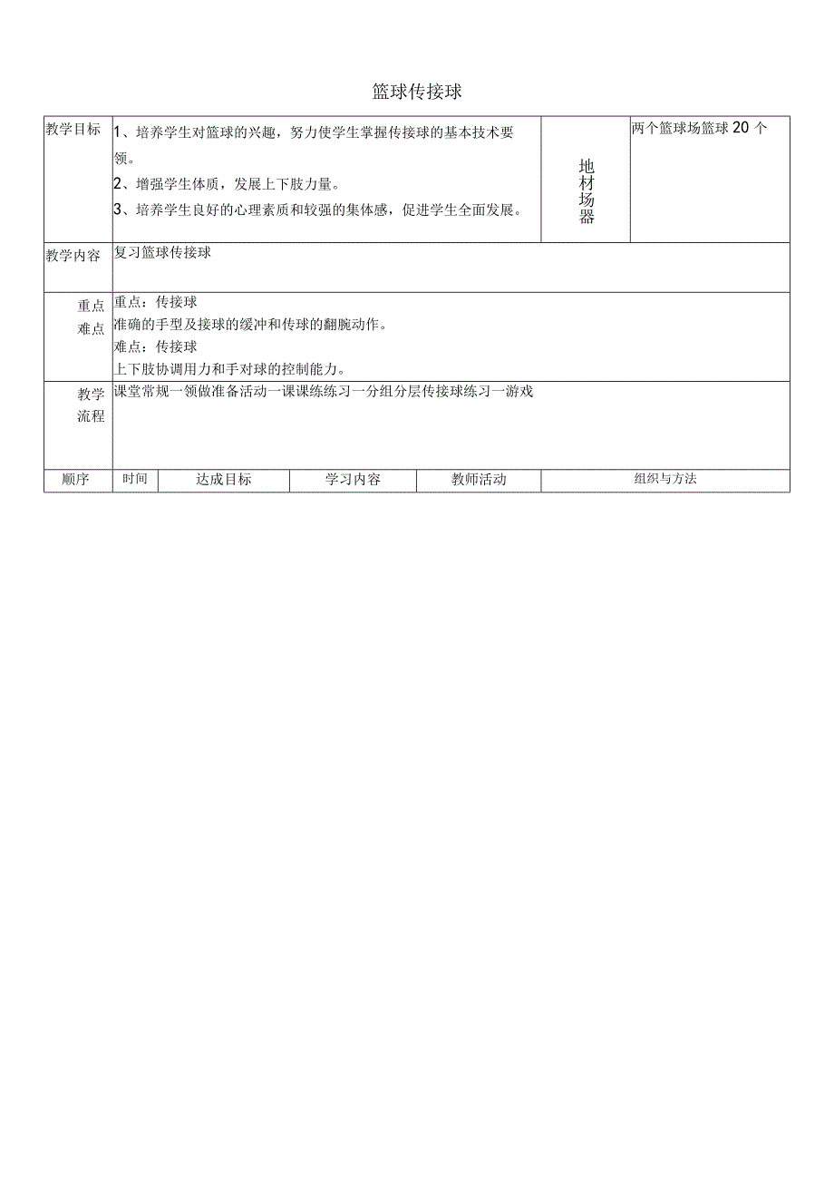 人教版三年级上册体育篮球传接球（教学设计）.docx_第3页