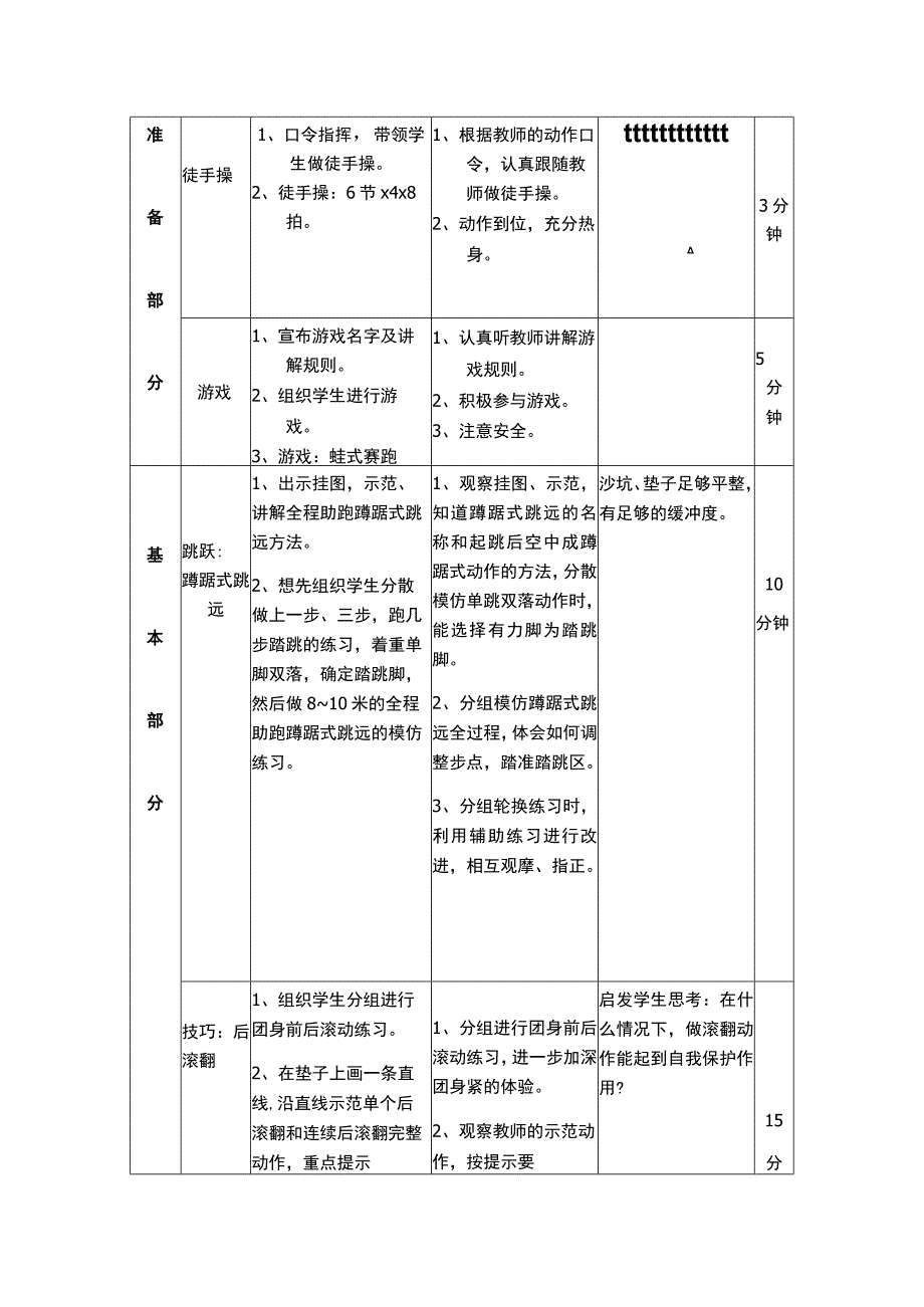 体育与健康教案 （蹲踞式跳远 后滚翻）.docx_第2页