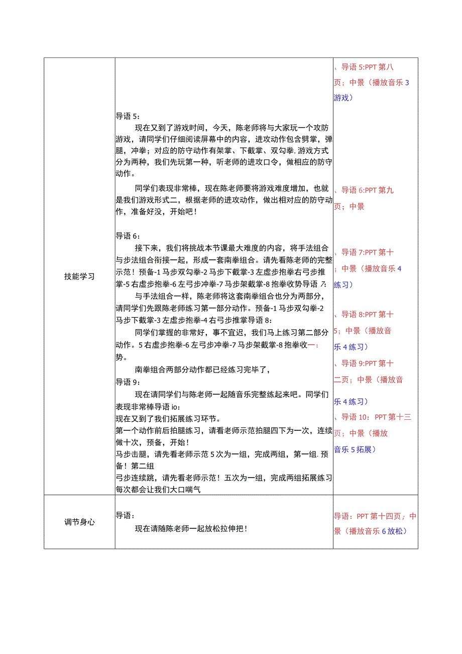 人教版四年级上册体育武术：南拳组合与协调能力 （教案）.docx_第2页