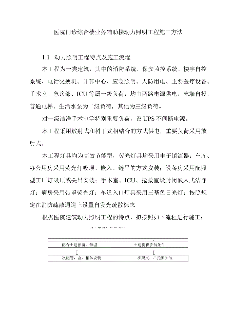 医院门诊综合楼业务辅助楼动力照明工程施工方法.docx_第1页