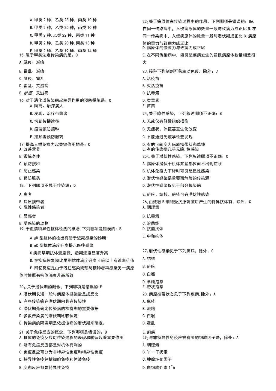 上海市住院医师规范化培训公共科目考试题库-重点传染病防治知识.docx_第2页