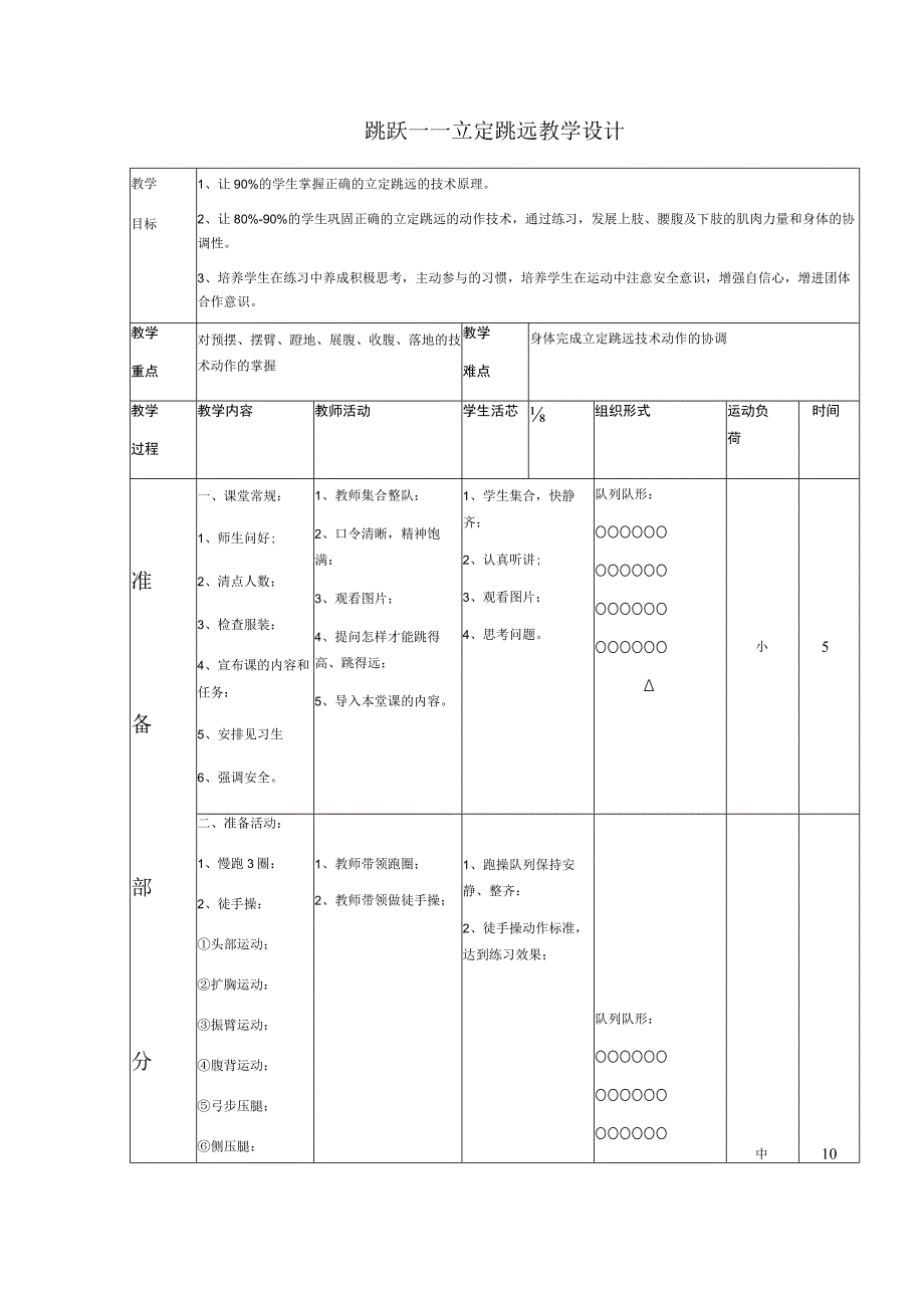 人教版四年级上册体育跳跃——立定跳远 （教学设计）.docx_第1页