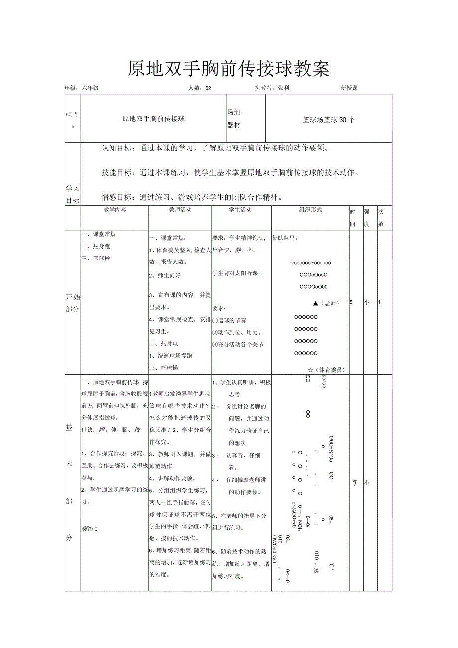 人教版六年级上册体育原地双手胸前传接球（教学设计）.docx_第3页