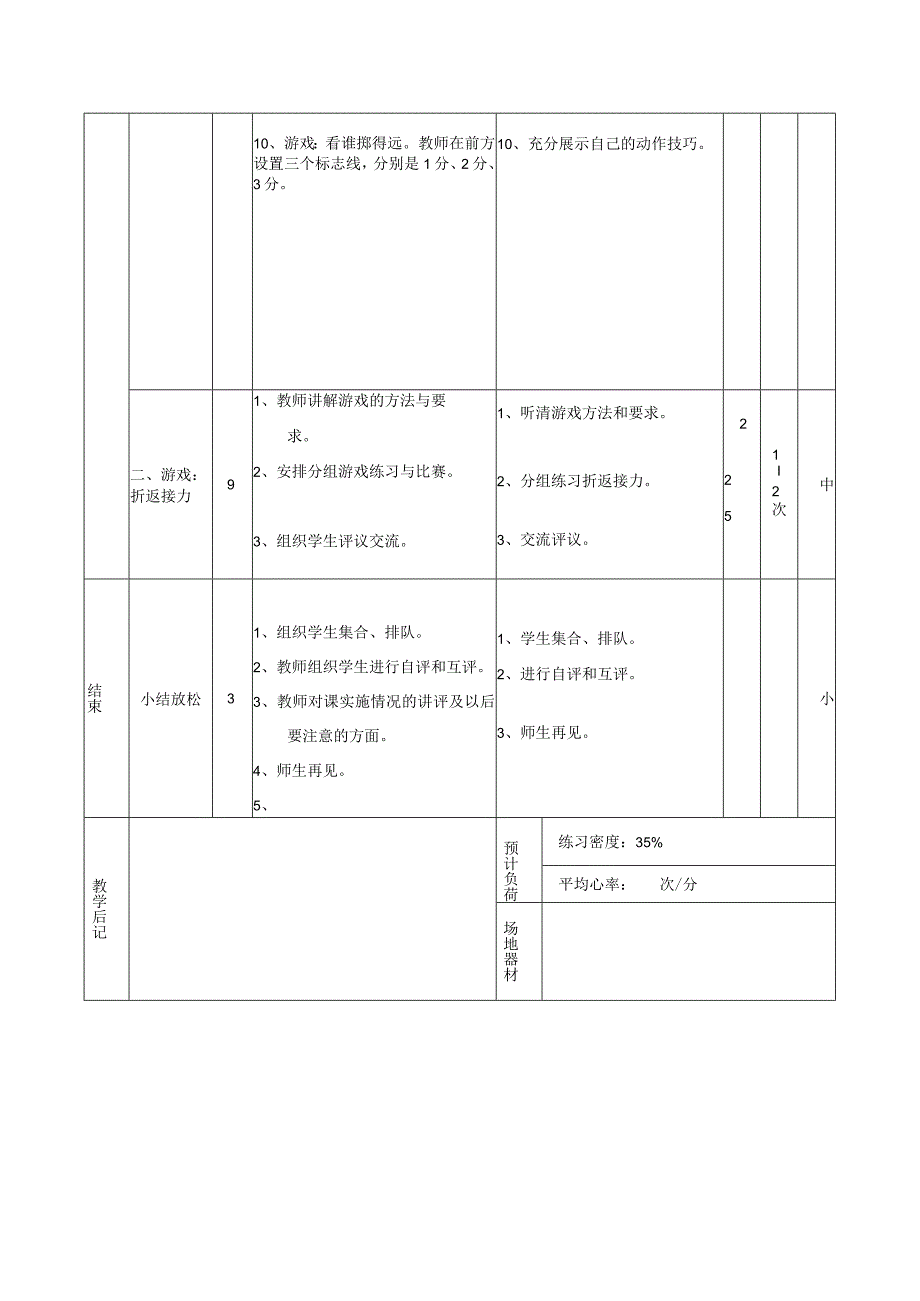 人教版四年级上册体育持轻物投掷（教案）.docx_第2页