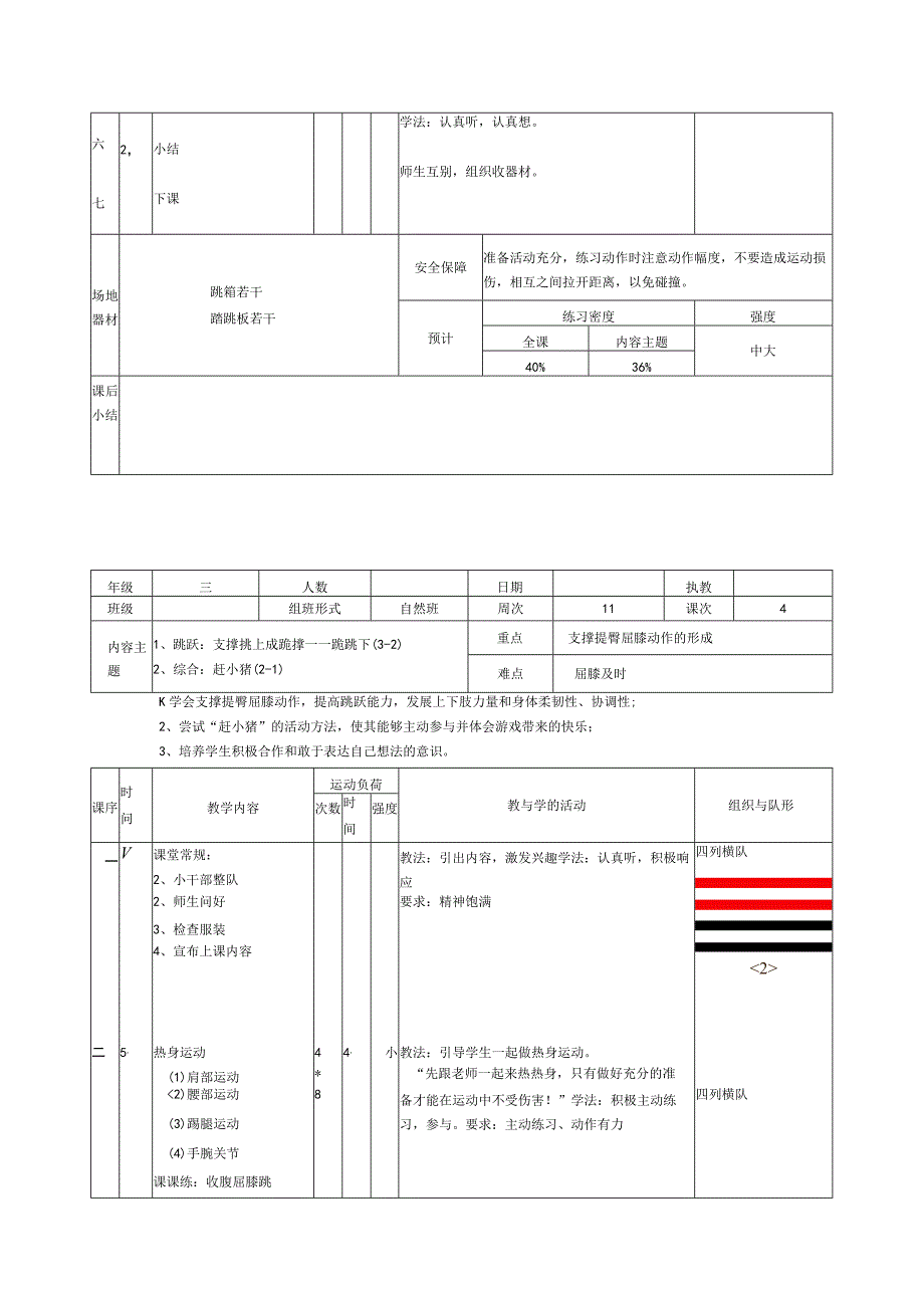 人教版三年级上册体育支撑挑上成跪撑（教案）.docx_第2页