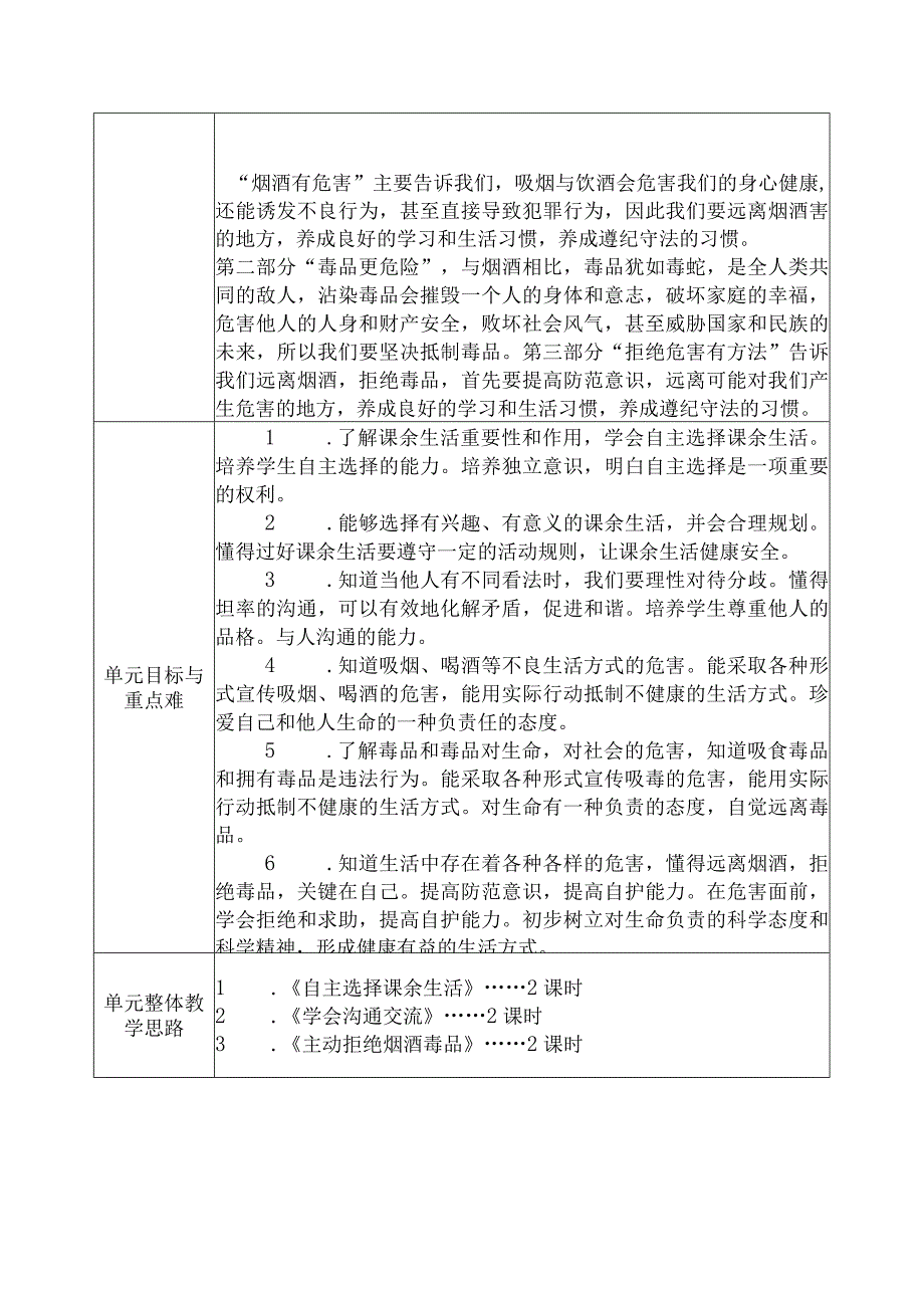 人教版第一学期道德与法治教学设计1.自主选择课余生活.docx_第2页