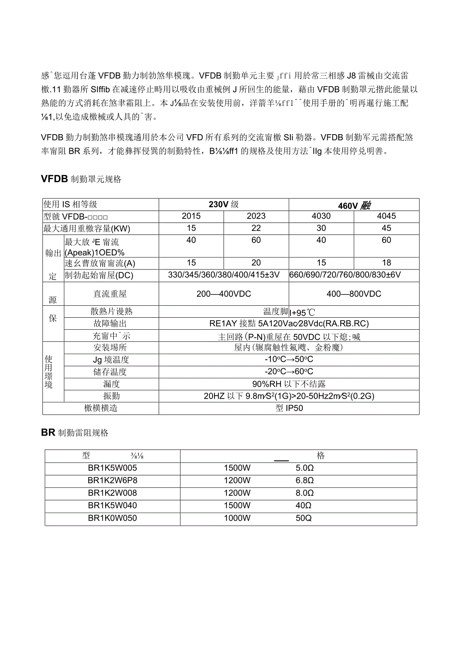 台达变频器制动单元和外接制动电阻说明书.docx_第1页