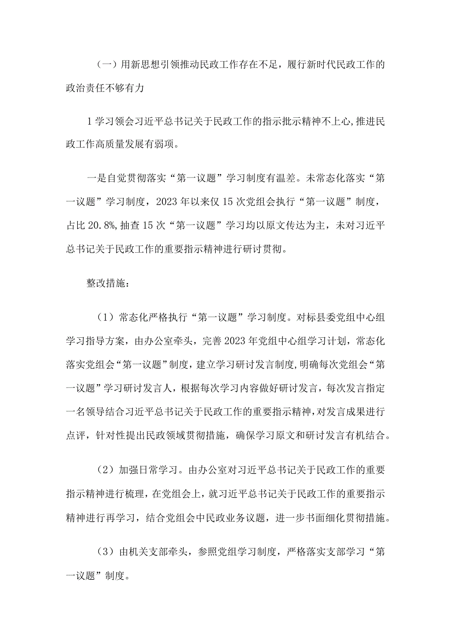 县民政局党组落实县委第一巡察组巡察反馈意见整改工作实施方案.docx_第2页