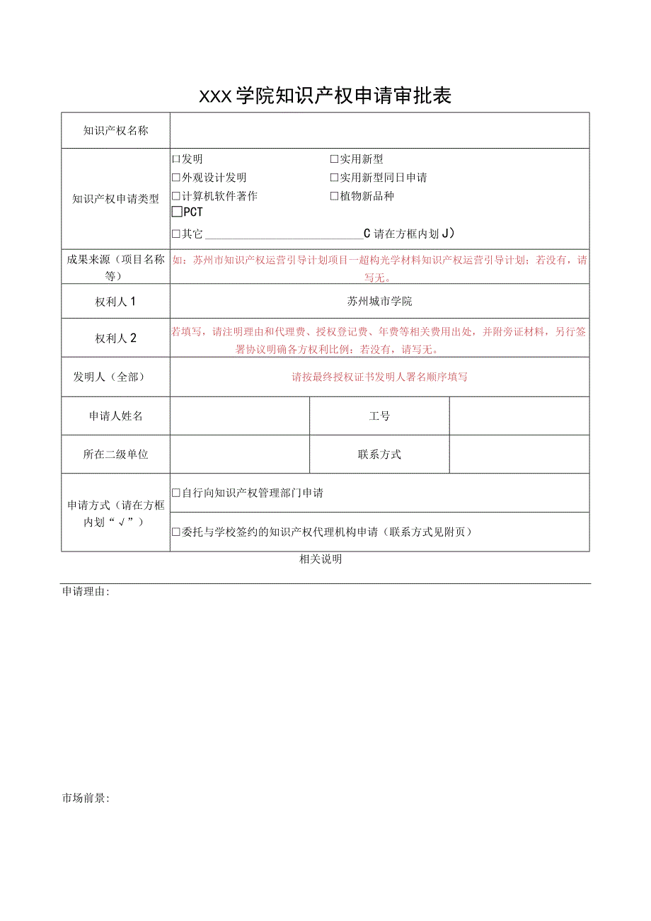 学院知识产权申请审批表.docx_第1页