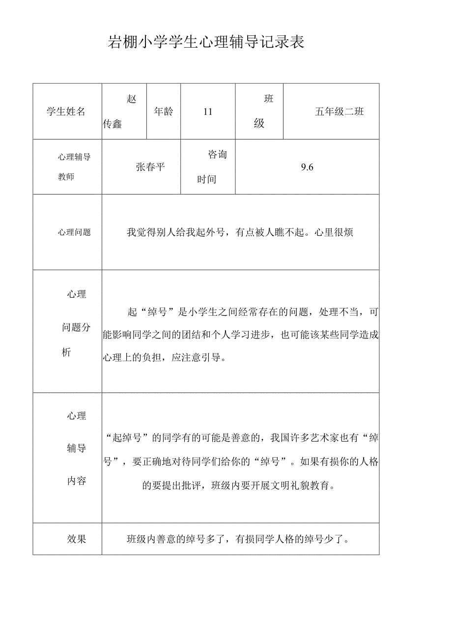 学生心理辅导记录表.docx_第1页