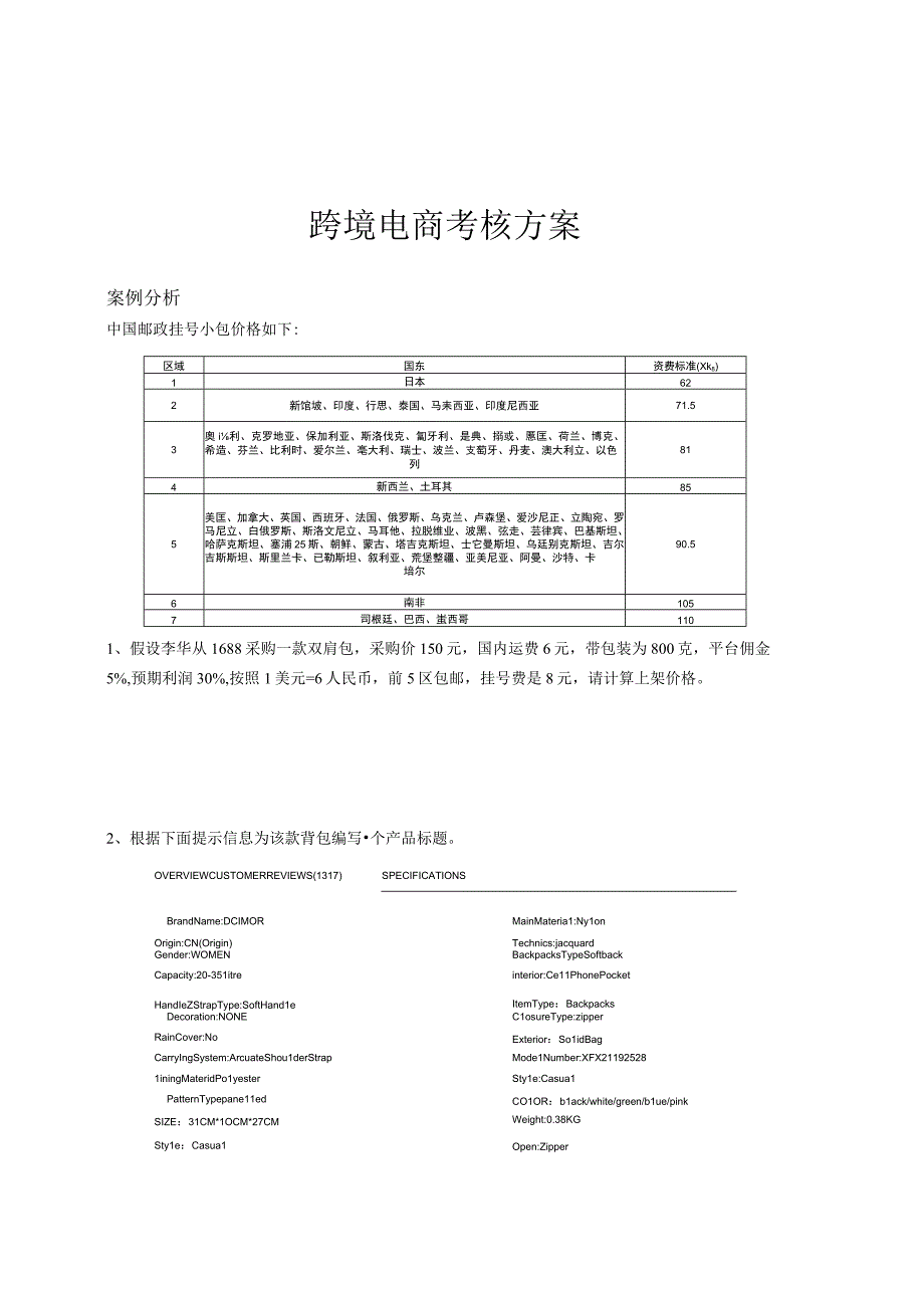 跨境电商短期培训考核及考核方案.docx_第1页