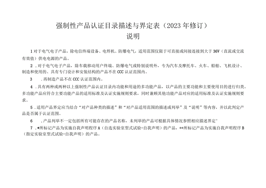 强制性产品认证目录描述与界定表（2023年修订）.docx_第1页