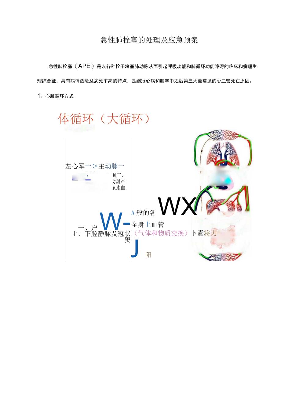 急性肺栓塞的处理及应急预案.docx_第1页