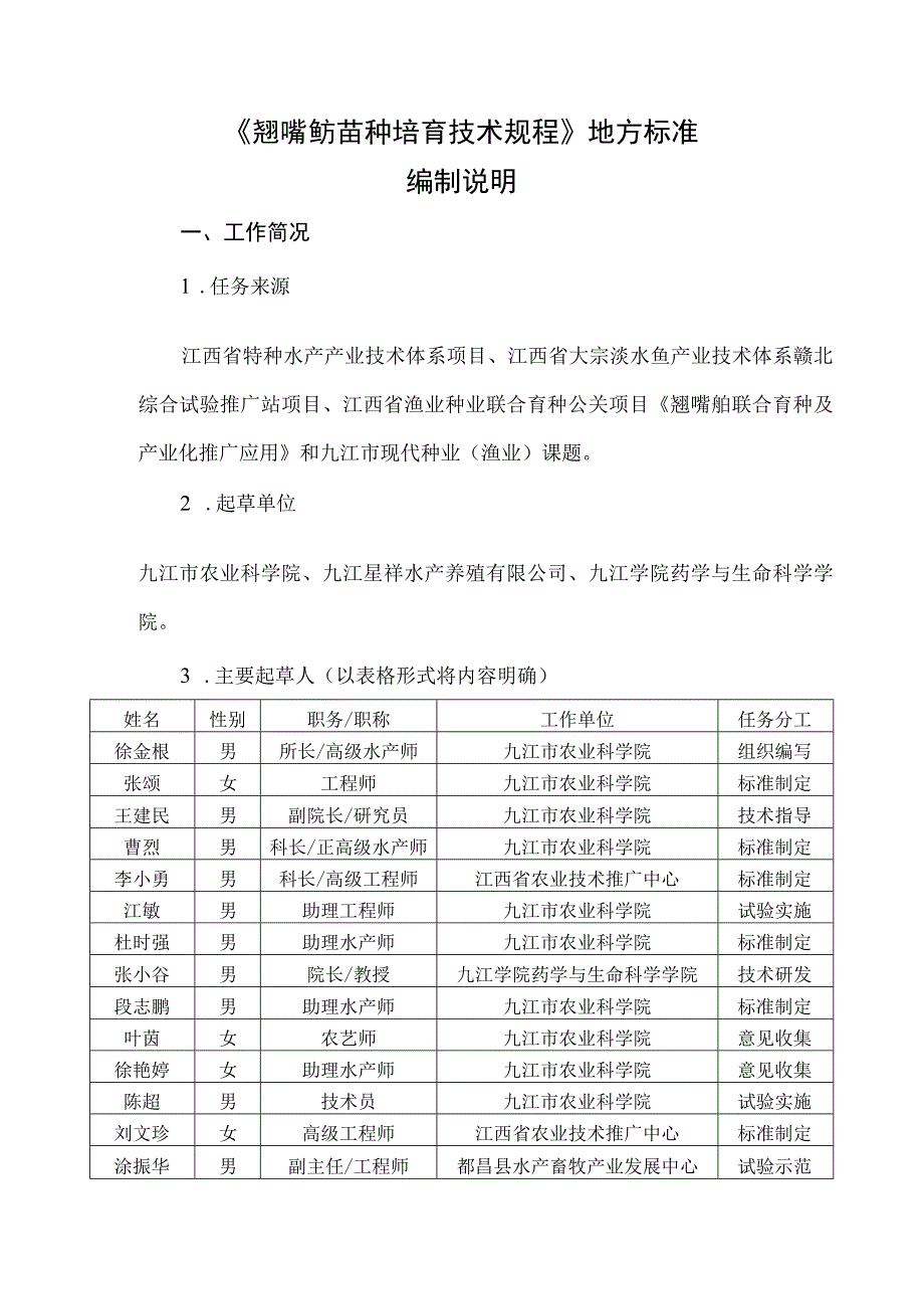 翘嘴鲌苗种培育技术规程编制说明.docx_第1页