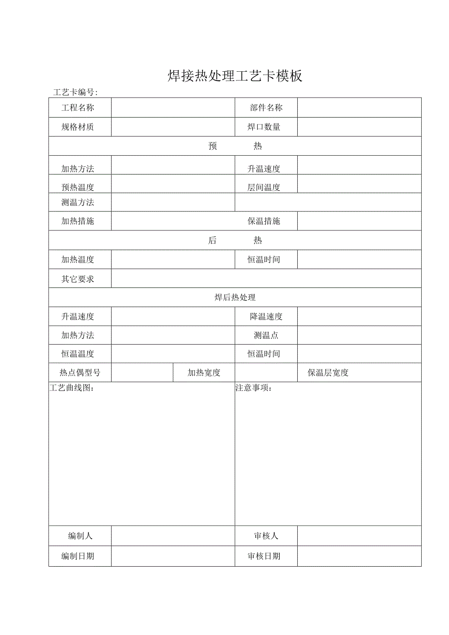 焊接热处理工艺卡模板.docx_第1页