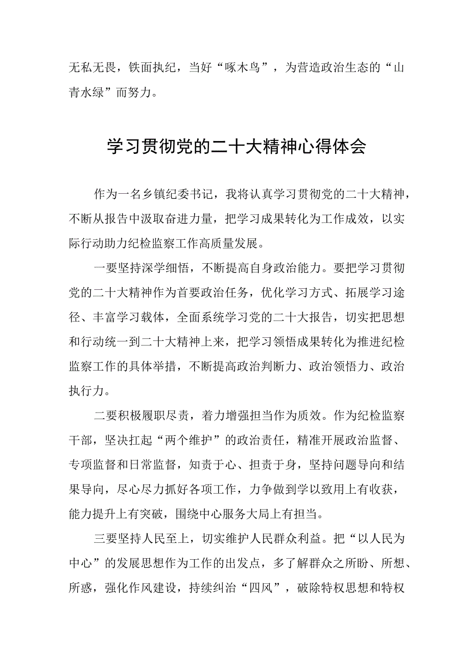 纪检干部深入学习贯彻二十大精神心得体会交流发言12篇.docx_第2页