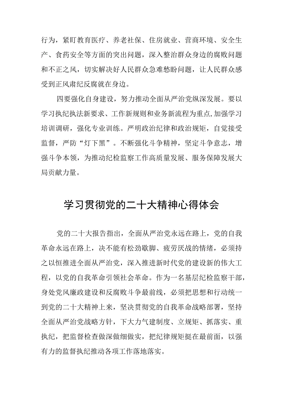 纪检干部深入学习贯彻二十大精神心得体会交流发言12篇.docx_第3页