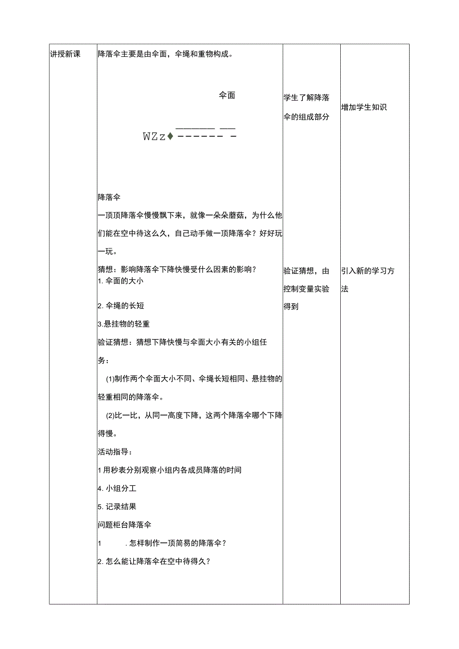 活动一《自制降落伞》教案 综合实践活动 二年级上册.docx_第2页