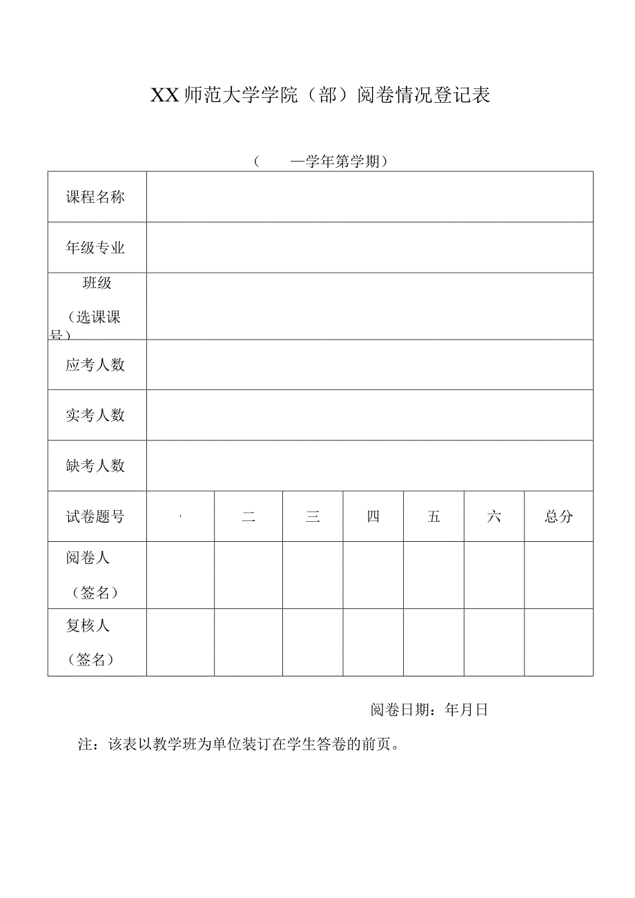 师范大学阅卷情况登记表.docx_第1页