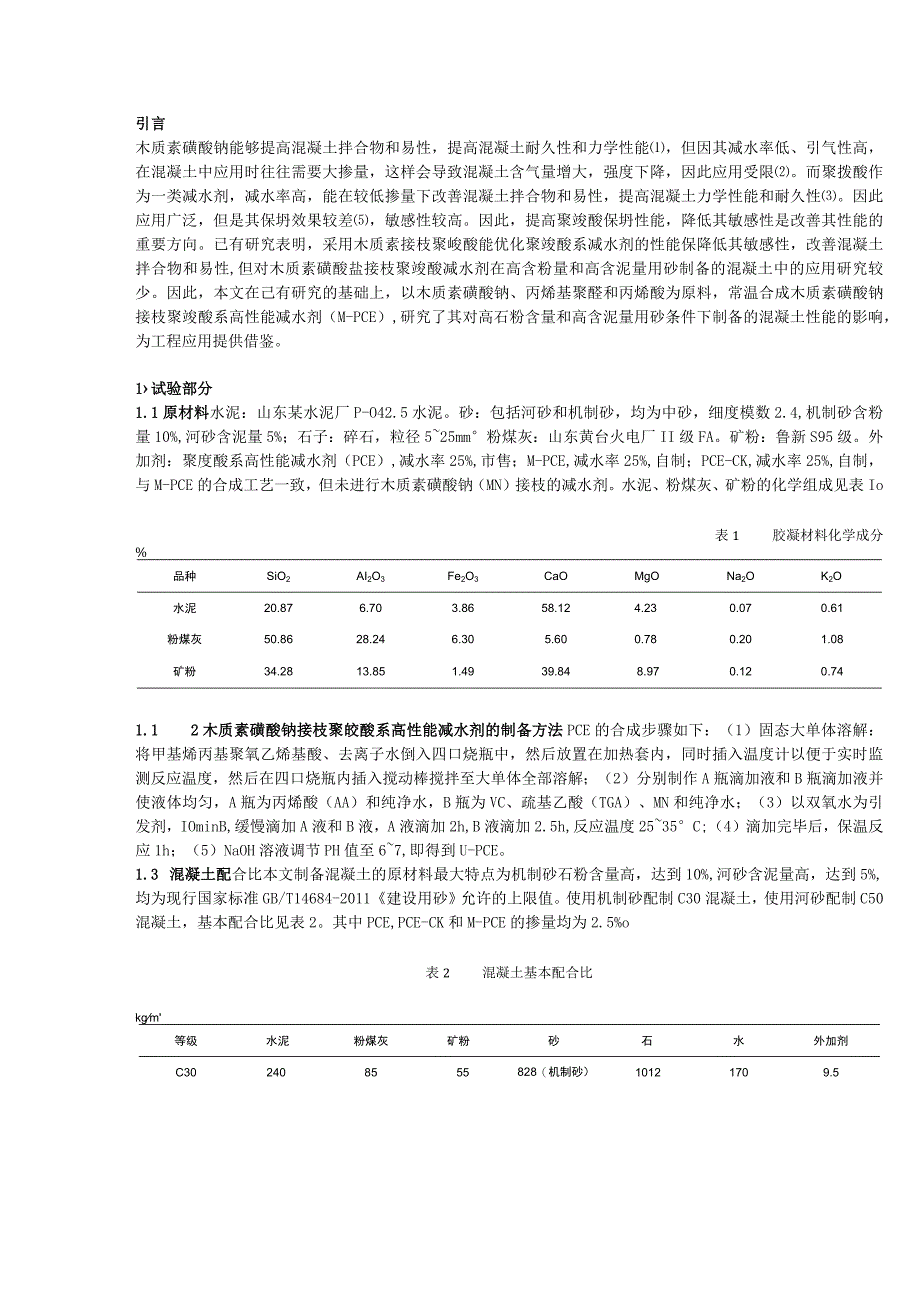 木质素磺酸钠接枝聚羧酸减水剂对混凝土性能的影响.docx_第1页