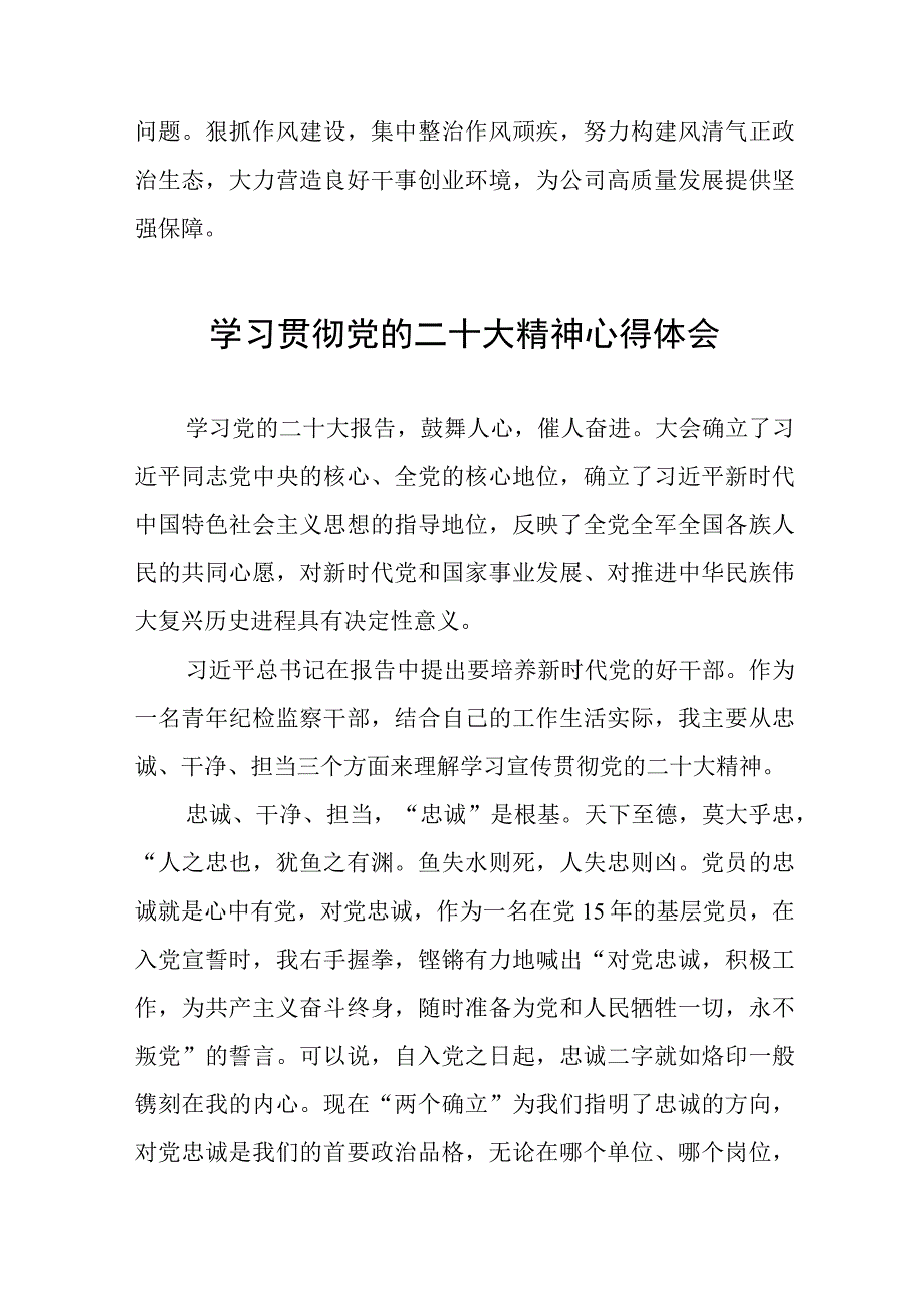 纪检干部学习贯彻二十大精神心得感悟(十五篇).docx_第2页