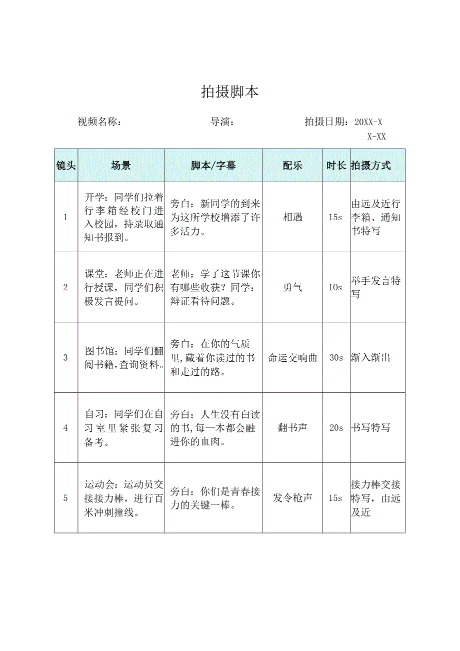 短视频拍摄分镜头脚本-精选5篇.docx_第1页