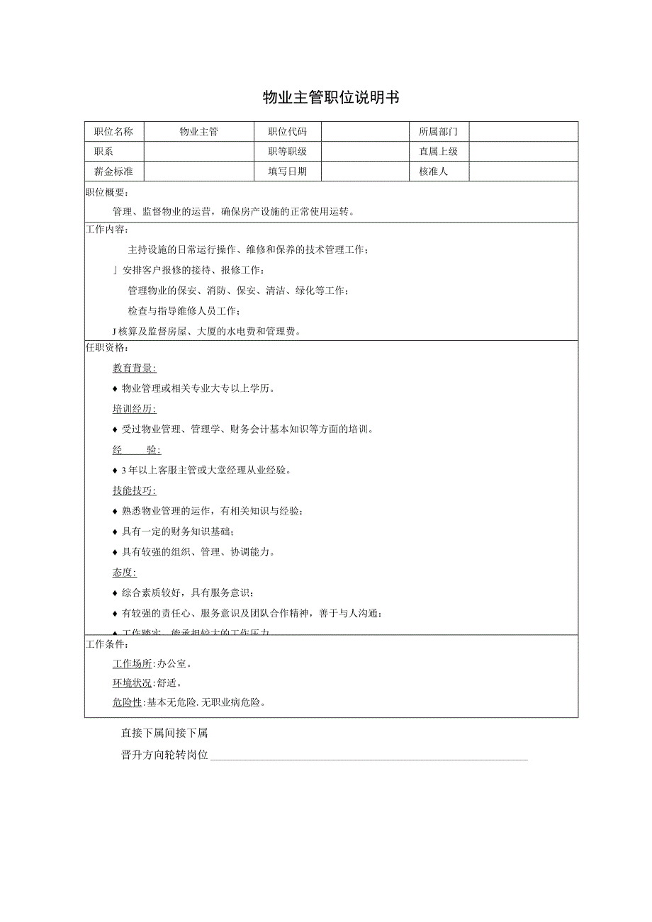 物业主管职位说明书.docx_第1页