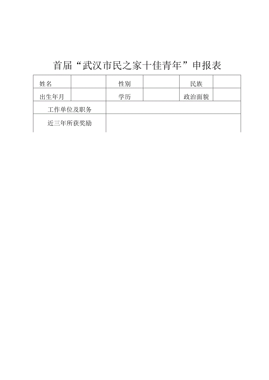 首届“武汉市民之家十佳青年”申报表.docx_第1页